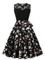 Multicolor 1950er Spitze Patchwork Blumen Ärmelloses Kleid