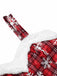 Rot 1950er Schneeflocke Plaid Plüsch Trimmen Kleid