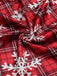 Rot 1950er Schneeflocke Plaid Plüsch Trimmen Kleid