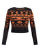 Schwarz 1970er Halloween Schädel Schläger Kurzer Pullover
