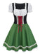 Grün 1950er Oktoberfest Puffärmel Patchwork Kleid