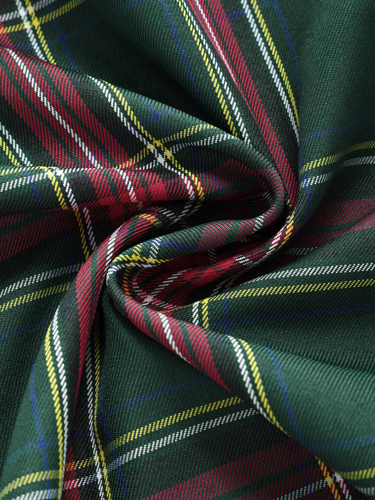 Rot 1950er Weihnachten Schulterfrei Tartan Kleid