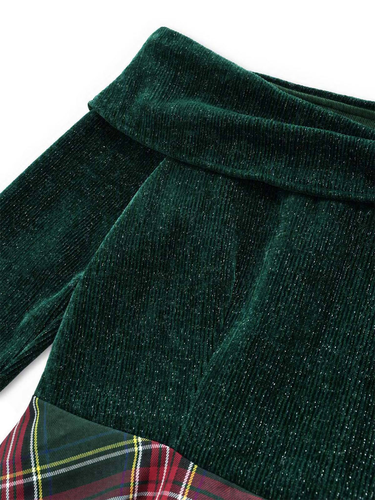 Rot 1950er Weihnachten Schulterfrei Tartan Kleid