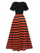 Schwarz & Orange 1950er Streifen Farbblock Kleid