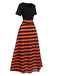 Schwarz & Orange 1950er Streifen Farbblock Kleid