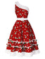 Rot 1950er Süßigkeiten Eine Schulter Kleid
