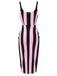 Schwarz 1960er Beetlejuice Kostüm Vertikale Streifen Träger Bleistiftkleid