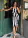 Schwarz 1960er Beetlejuice Kostüm Vertikale Streifen Träger Bleistiftkleid