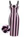 Schwarz 1960er Beetlejuice Kostüm Vertikale Streifen Träger Bleistiftkleid