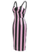 Schwarz 1960er Beetlejuice Kostüm Vertikale Streifen Träger Bleistiftkleid