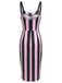 Schwarz 1960er Beetlejuice Kostüm Vertikale Streifen Träger Bleistiftkleid