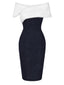 Schwarz 1960er Kunstpelz Schulterfrei Kleid