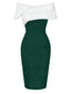 Grün 1960er Kunstpelz Schulterfrei Kleid