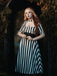 Schwarz 1950er Halloween Beetlejuice Kostüm Streifen Hohl Kragen Kleid
