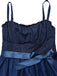 Blau 1950er Gradient Masche Taille Gesmoktes Kleid