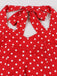 Rot 1950er Halter Polka Dots Swing Kleid