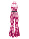 Braun 1970er geometrisches Muster Patchwork Halter Jumpsuit