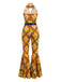 70er Jumpsuit mit Blumen-Patchworkmuster und Neckholder