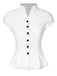 Weiß 1930er Dots Plissiertes Saum Gesmokt Bluse