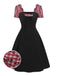 [Vorverkauf] Schwarz 1950er Spitze Plaid Patchwork Kleid