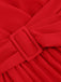 Rot 1940er V-Ausschnitt Solide Plissiertes Kleid