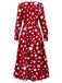 1940er Vintage Polka Dots Langarm Schlitz Kleid