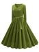 1950er Solide Samt V-Ausschnitt Swing Kleid