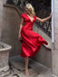Rot 1930er Solide Tiefer V-Ausschnitt Satin Kleid