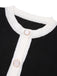 Schwarz 1960er Solide Farbblock Wickelkleid