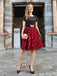 Rot 1950er Schmetterling Besticktes Masche Patchwork Kleid