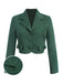 Grün 1940er Revers Knöpfen Kurzer Blazer