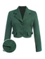 Grün 1940er Revers Knöpfen Kurzer Blazer