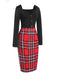 [Vorverkauf] 1960er Tartan Plaid Patchwork Bleistiftkleid