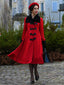 1950er Rot & Schwarz Pelzkragen Mantel