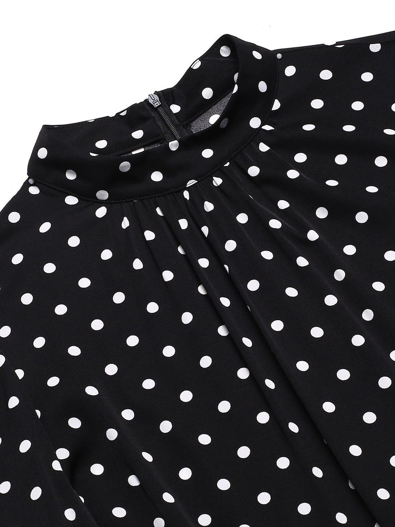 [Vorverkauf] [Übergröße] Schwarz & Gelb 1960er Polka Dot Bleistiftkleid