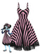[Vorverkauf] Schwarz & Rosa 1950er Beetlejuice Kostüm Streifen Fluoreszierend Spitze Kleid