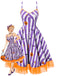Schwarzes 50er Halloween-Swingkleid mit Kürbis-Print und Tüllsaum