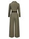 Grün 1930er Solide Revers Gürtel Jumpsuit
