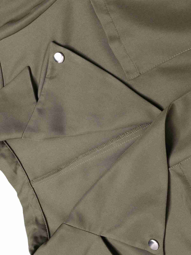Grün 1930er Solide Revers Gürtel Jumpsuit