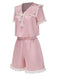 [Vorverkauf] Rosa 1950er Doll Collar Spitze Bogen Pyjama