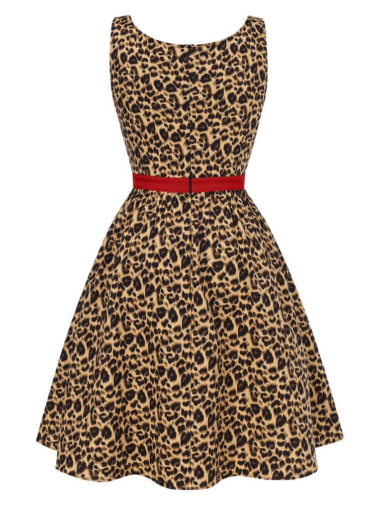 [Vorverkauf] [Übergröße] Braun 1950er Leopard Spitze Kleid