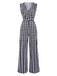 Schwarz 1930er Hahnentrittmuster V-Ausschnitt Jumpsuit