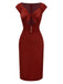 [Vorverkauf] Rot 1960er Hollow Out Satin Kleid