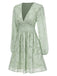1960er Jaquard Blumen Tief V-Ausschnitt Skater Kleid