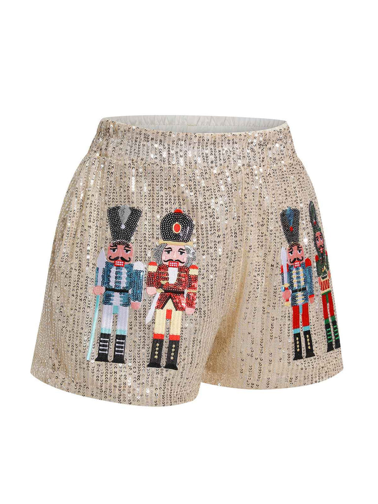 1930er Weihnachten Nussknacker Pailletten Shorts