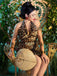 Braun 1960er Halter V-Ausschnitt Leopard Kleid