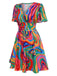 1970er Psychedelischer Druck V-Ausschnitt Kleid