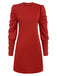 1940er Solide Plissiertes Gigot Sleeves Kleid