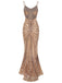 1930er Schnürung Rückenfrei Pailletten Maxi Kleid