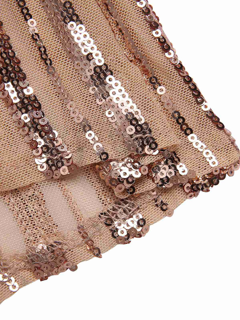 1930er Schnürung Rückenfrei Pailletten Maxi Kleid